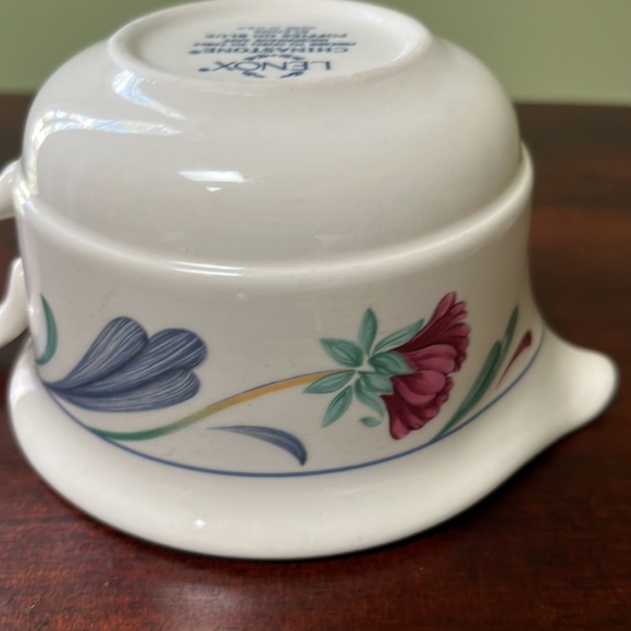 Lenox Poppies on Blue Creamer and Fruit Dessert Sauce Bowl - Picture 5 of 16